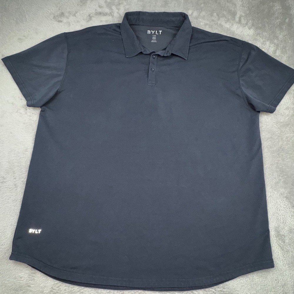 BYLT Lux Polo Shirt Mens 3XL Black Excellent Short Sleeve Curved Hem MTPOL0187 - Picture 2 of 10